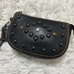 ⭐️現行・極美品⭐️コーチ ウエスタンリベット ポーチ レザー ビジュー 黒