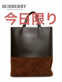 BURBERRY バーバリー レザー×スエード トートバッグ ブラウンのサムネイル