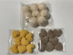 ハート　カボション　コーデュロイ　イエロー　ブラウン　ファー　チャーム