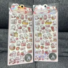 ぷくぷくシール　2枚セット　うさぎ　花　いちご　ボンボンドロップ風