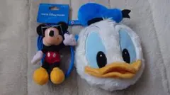 ミッキーマウスキーホルダー&ファスナー式カバンのドナルドダック2点セット