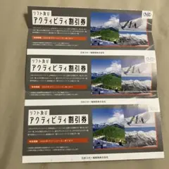 翌日発送　日本駐車場開発 リフト及びアクティビティ割引券３枚