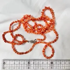 シルバー925 silver925 赤い珊瑚のネックレス　珊瑚　90センチくらい