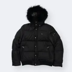 バーバリーブラックレーベル ノバチェック ファー　ダウンジャケット 黒