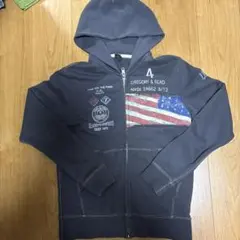 AVIREX パーカー U.S.NAVY 星条旗 Mサイズ グレー ダブルジップ