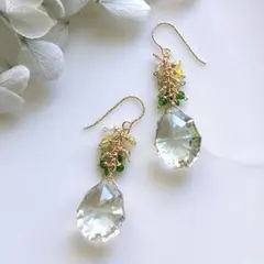 一点物✧グリーンアメシストピアス✧14kgf