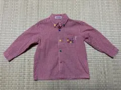 mikiHOUSE　赤白 ギンガムチェック 長袖 シャツ 90サイズ