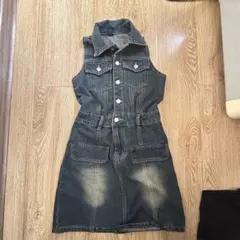 美品　ノースリーブデニムワンピース　デニムワンピ　y2k 韓国風