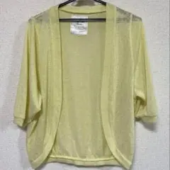 イエロー 五分袖 カーディガン