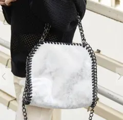 新品　訳あり(ショルダー紐金具) チェーンハンドバッグ　シルバー