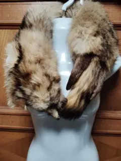 昭和レトロ　ブラウンリアルファー 顔付きマフラー　長さ約85cm