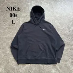 00s【NIKE】ナイキ（L）スウェットパーカー＊スウッシュ＊胸ロゴ＊シンプル