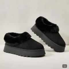 SHEINブラック ムートンブーツ 厚底