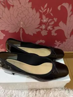 黒のバレエシューズ 25.5cm ヒール5cm