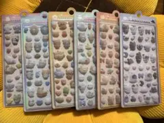 フロッキーシール 動物、　ふわふわドロップ　コットンパフィシール　6枚セット