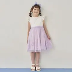 メゾピアノ　レース刺繍ドッキングワンピース　130