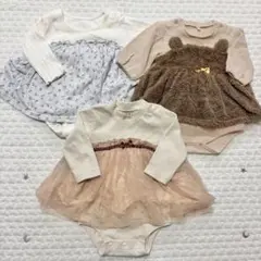 70 女の子長袖ロンパース　プティマイン　ベビザラス　バースデイ　しまむら