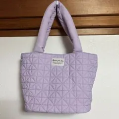 ★キルティング トートバッグ パープル 軽量 ミニバッグ