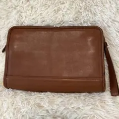 COACH ブラウン レザー クラッチバッグ