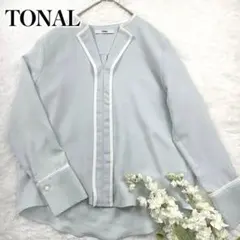 TONAL トーナル 長袖シャツ Mサイズ パステルブルー ライトブルー 38のサムネイル