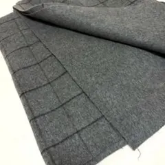 ヴィンテージ 150×180チェック 生地布地 グレー ハンドメイド 一枚仕立て
