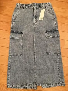 GU デニムカーゴミディスカートSサイズ(丈短め)