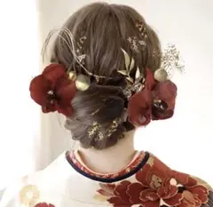 ボルドー胡蝶蘭の髪飾り 結婚式 成人式 卒業式 和装 浴衣 袴にも♡