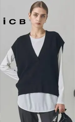 ICB 24AW コンパクトダブルフェイス トップス 白 ホワイト プル