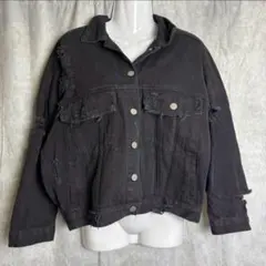 ANAP ダメージ ブラック デニムジャケット ジージャン