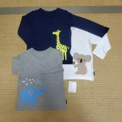 値下げ【新品】ベルメゾン　動物プリント長袖Tシャツ 100cm 3枚セット