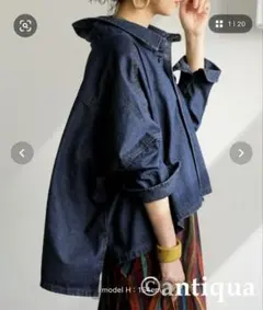 antiqua アンティカ　デニムワイドジャケット　変形オーバーサイズ