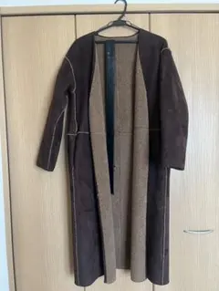 ブラウン スエード ムートンコート ベルト付き