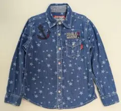 【DOUBLE.B】 星柄 デニムシャツ 長袖シャツ 120cm