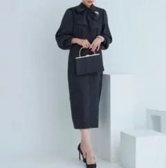 ルイルエブティック　ミックスツイードコンビ・ロングナローワンピース　S