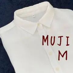 美品 無印良品 MUJI 長袖 リネンシャツ ホワイト 白 M 麻