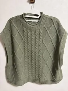 myuwa ニットベスト オリーブグリーン　4L