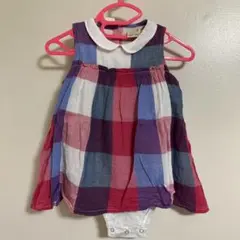 petitmainプティマイン　襟付きロンパース　チェックシャツ