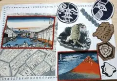 浮世絵風刺繍モチーフ 　貼り付け　素材　ハンドメイド　一閑張り　和柄　虎