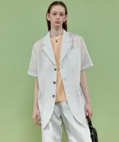 MAISON SPECIAL シルキーストライプハーフスリーブジャケットのサムネイル
