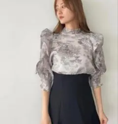 SNIDEL オーガンジーシースルーハーフスリーブブラウス トワルドジュイ