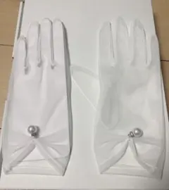 ホワイトウェディンググローブ パール付き