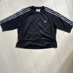 adidas アディダス 五分袖 花柄ライン トップスSサイズ