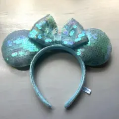 【即日発送】 ディズニー ミニー カチューシャ スパンコール　水色 ライトブルー