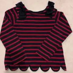 お値下げ♡プティマイン　赤と濃紺のストライプ　長袖　カットソー