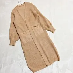 SHEIN シーイン ＊ カーディガン ニット ロング丈 オレンジ (S) 長袖