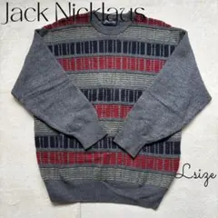 Jack Nicklaus ボーダー ニット トップス セーター グレー 古着