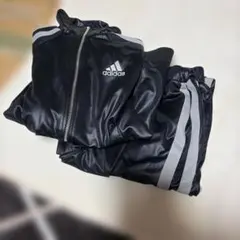 adidas アディダス トラックジャケットジャージ上下 黒 ブラック 光沢感