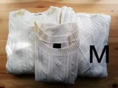アースミュージック＆エコロジー等3着 ケーブル編みセーター M オフホワイト