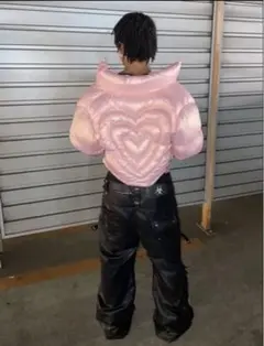 ハート型キルティング ピンク ダウンジャケット