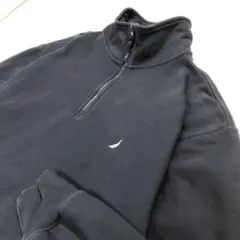 【美品】ノーティカ ハーフジップ スウェット ネイビー メンズL